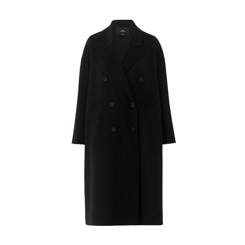 【会员价4998元】AUM噢姆冬季黑色短顺双面呢长款毛呢大衣