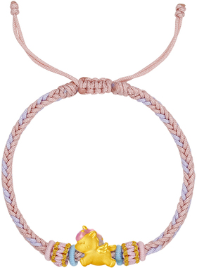 周六福黄金手绳女编绳奔跑马生肖马系列3D硬金珐琅定价手饰