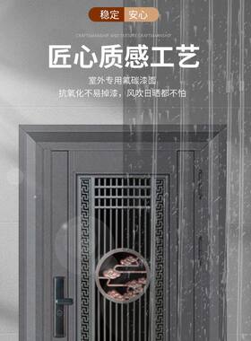 豪华新中式防盗门 304不锈钢创意雕花仿铜门商品房家用单开入户门