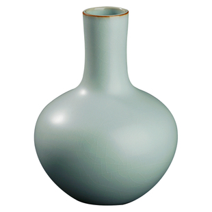 汝窑天球瓶复古瓷器景德镇陶瓷小花瓶茶台摆件客厅插花家居装饰品