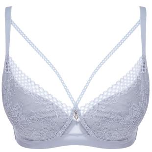 依曼丽性感深V蕾丝内衣女薄款 上托记忆钢圈小胸聚拢文胸AB罩杯