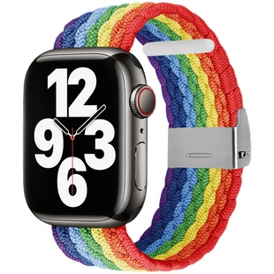 适用iwatch9表带applewatch10手表苹果8代单圈尼龙编织表带se小众男生女款ultra2个性41mm45替换亲肤非原装
