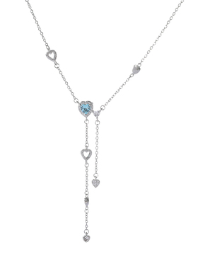 法式浪漫镶钻爱心流苏项链甜美