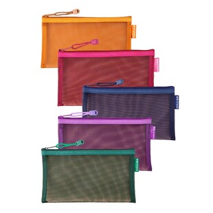 A6双层学生考试笔袋网纱透明拉链袋大容量文具袋小清新中考高考专用a6多功能旅行护照居民户口本随身包零钱袋