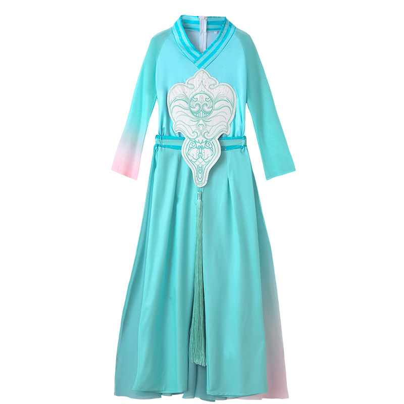 蓝色舞蹈服古典舞天宫掠影演出服装考级舞台飘逸艺考民族舞表演服