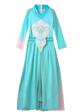蓝色舞蹈服古典舞天宫掠影演出服装考级舞台飘逸艺考民族舞表演服