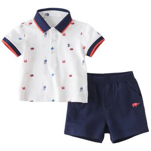戴维贝拉男童套装儿童衣服宝宝夏装短袖婴儿衣服Polo衫帅气两件套