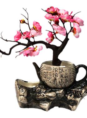 中式仿真梅花枝腊梅干花桌面摆设