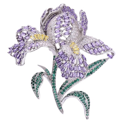 高级感精致鸢尾花胸针女款