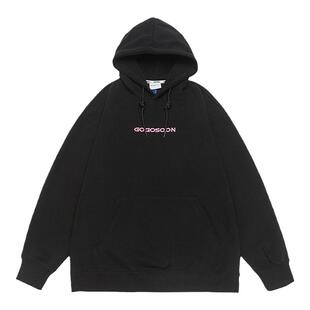 GOGOSOON秋连帽卫衣男400g重磅字母印花简约休闲学生外套Q