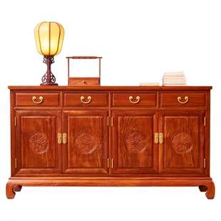 东阳红木家具明式缅甸花梨木餐边柜餐厅柜大果紫檀红木茶水储物柜