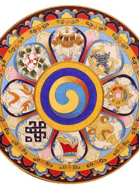 八吉祥碳盘摆件掐丝珐琅彩新中式入户门厅桌面坐盘景泰蓝手工礼品