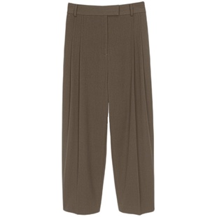 MeeLeeMeeLab原创浪漫绅士挺括醋酸免烫高腰打褶宽松九分裤西裤