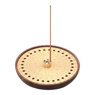 二十四节气线香插香座多孔家用室内书房铜木质香托日晷香炉茶道