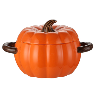 南瓜陶瓷汤锅家用大号汤锅把手加厚汤盅带盖耐热新款创意双耳汤碗