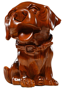 花梨木雕狗摆件实木雕刻