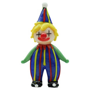 淄博琉璃手作马戏团小丑车载桌面摆件可爱治愈条纹小丑男生日礼物