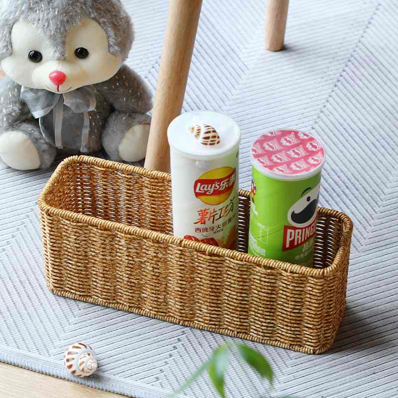 塑料编梳妆台护肤品收纳盒浴室洗漱用品筐整理篮杂物茶几