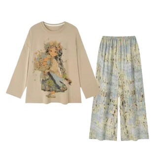 云朵棉睡衣女款春夏带胸垫短袖宽松大码公主风少女学生家居服套装