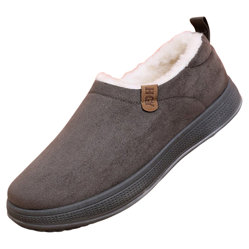 冬季新款时尚潮流休闲男士加绒潮鞋套脚保暖棉鞋舒适绵羊毛工作鞋