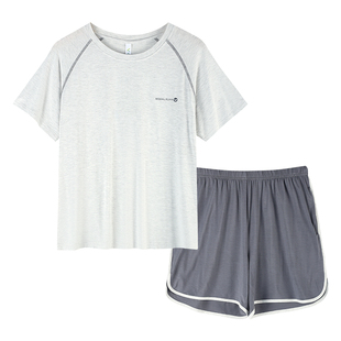 轩靓轻运动睡衣女夏季薄款莫代尔短袖短裤休闲冰丝凉感家居服套装