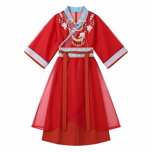 女童汉服战国袍春秋款交领直裾袍新款秋季中国风古装国学女演出服