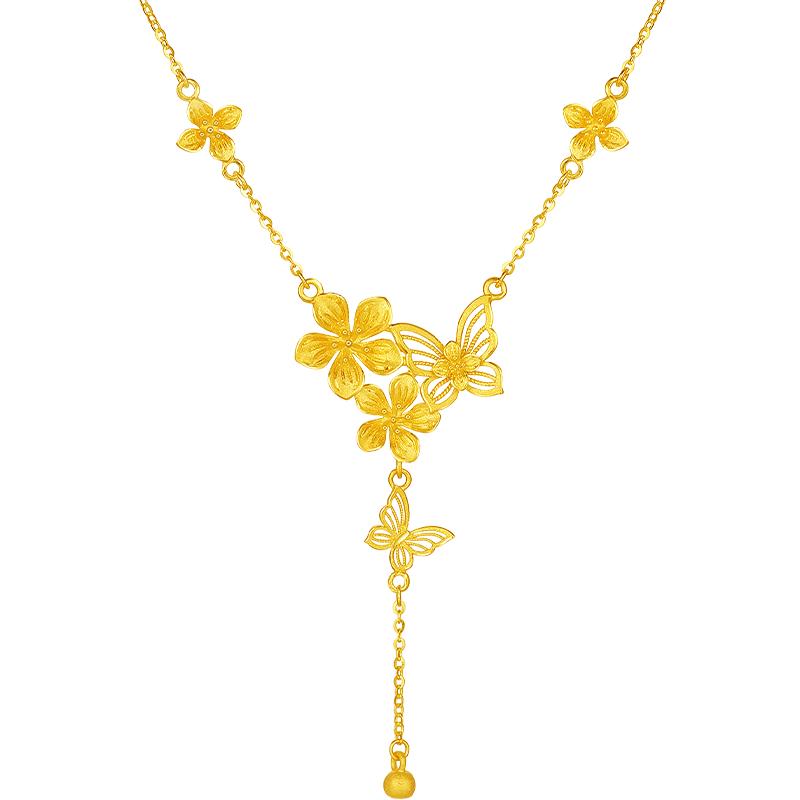 周六福黄金计价足金桃桃蝶花之恋链坠公主嫁期指南系列节日礼物