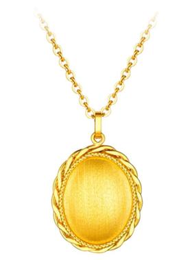 丝绸金纽扣椭圆项链拉丝