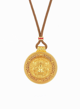 古法足金包银独角兽八宝罗盘吊坠