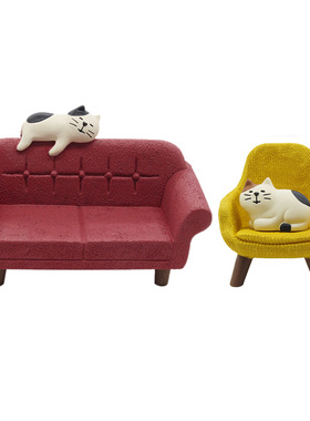 日式decole桌面少女心猫场景道具