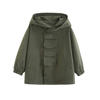 女童纯棉连帽外套秋款儿童风衣