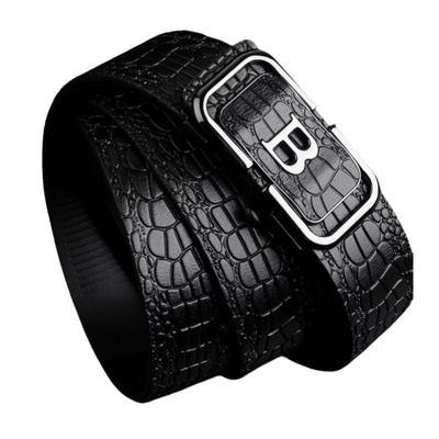 男士高档鳄鱼纹商务休闲腰带