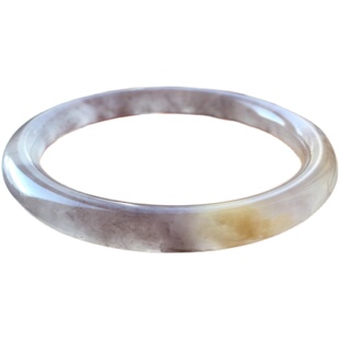 无优化新疆哈密天然金丝玉高冰圆条紫罗兰手镯烟紫俏黄克拉玛依籽