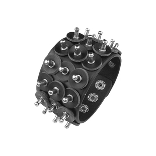 杀马特银色奶嘴钉水钻有层次高低皮圈黑皮朋克手链手环手镯装饰品