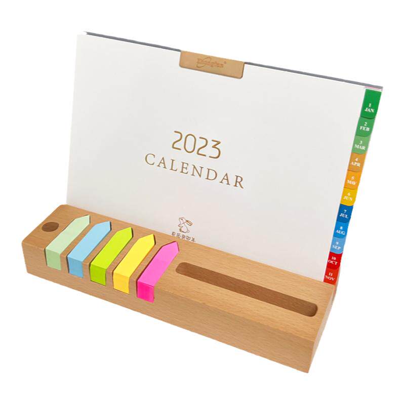 台历2026年日历创意简约周计划五箭头实木多功能摆件月历年历定制