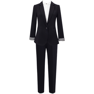 职业套装女时尚商务正装西装气质上班族秋修身黑色工作服面试工装