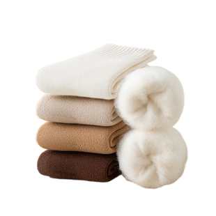 儿童长筒袜秋冬过膝羊绒袜女童冬季加绒加厚羊毛袜男童冬款保暖袜