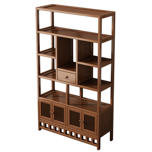 茶室博古架摆件工艺品展示架新中式茶叶放置架靠墙落地茶具收纳架