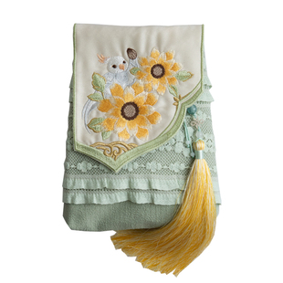 上闲月向日葵玄凤小鸟中国古风汉服包包女孩2023夏季款大容量儿童