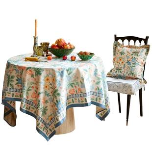 蜡笔派花海餐桌桌布复古防水台布轻奢高级感长方形茶几盖布定制Z