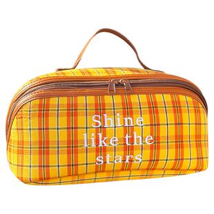 星芒格纹立体化妆包高颜值收纳防水女大容量便携多功能旅行收纳包