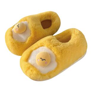 月子软底鞋女冬季可爱鹅黄毛毛鞋保暖家居防滑踩屎感全包跟棉拖鞋