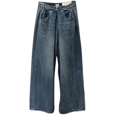 祖琳的魔法口袋◆个性牛仔裤宽松大直筒春夏显瘦高腰拖地裤H20402