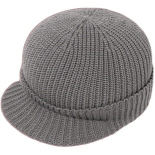 带帽檐针织鸭舌帽男女地主帽保暖嘻哈瓜皮帽毛线帽冷帽冬天滑雪帽