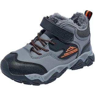 Abckids童鞋冬季新款男童保暖加绒运动鞋户外百搭防寒防滑棉鞋