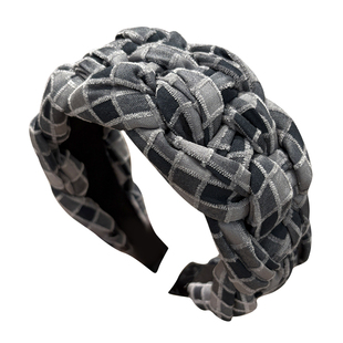 宽边编织格子发箍女款高级感洋气时尚发卡高颅顶日常外戴洗脸头箍