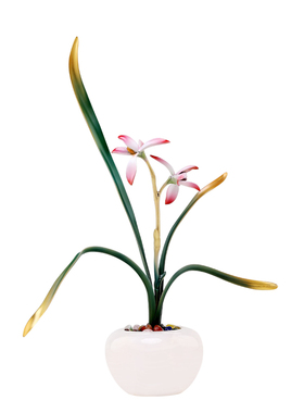 君子兰花铜摆件工艺品高端大气