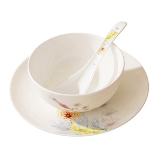 隆达骨瓷美式碗碟盘子家用菜盘饭碗精致餐盘面碗瓷器餐具花陌微瑕