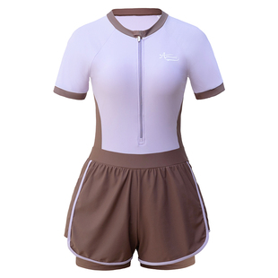 大码泳衣女游泳馆专用连体胖mm200斤保守运动竞速速干平角游泳衣