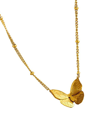钛钢法式唯美蝴蝶元素项链金气质